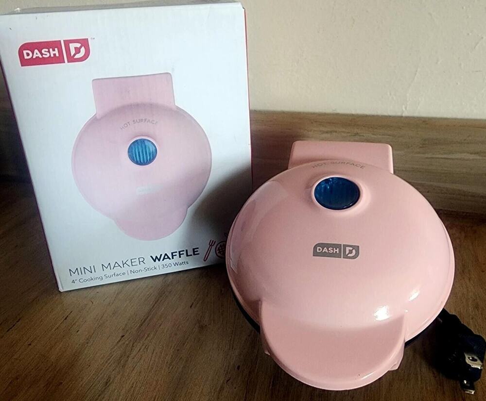DASH Pink Mini Maker for Individual Waffles 4 Inch See Pictures
